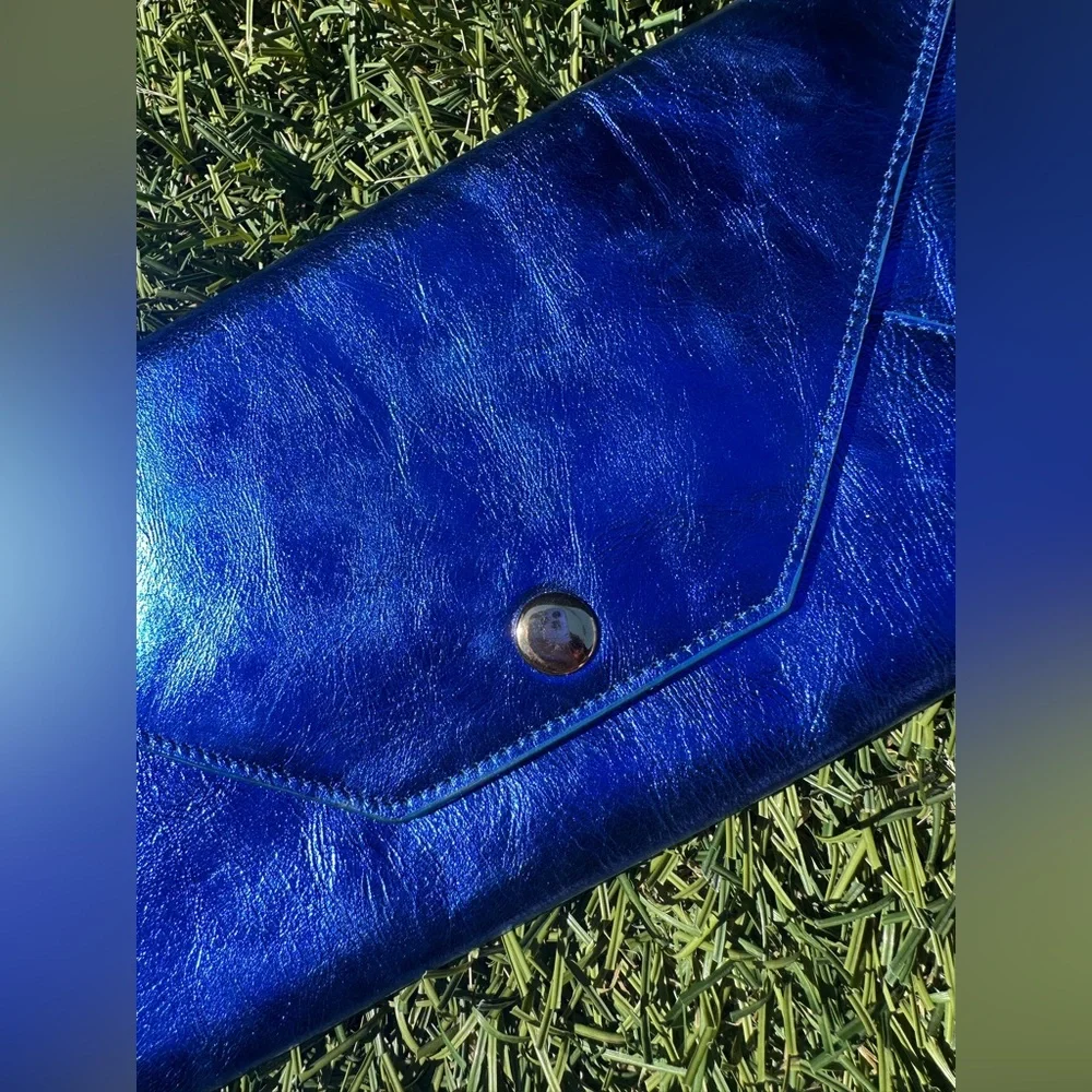 Sobella Metallic Blue Leather Wallet Clutch